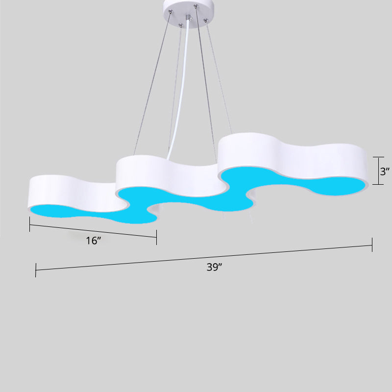 Meandering LED Ceiling Light Novelty Modern Metal Office Chandelier Light Fixture White Blue Clearhalo 'Ceiling Lights' 'Chandeliers' 'Modern Chandeliers' 'Modern' Lighting' 2373608