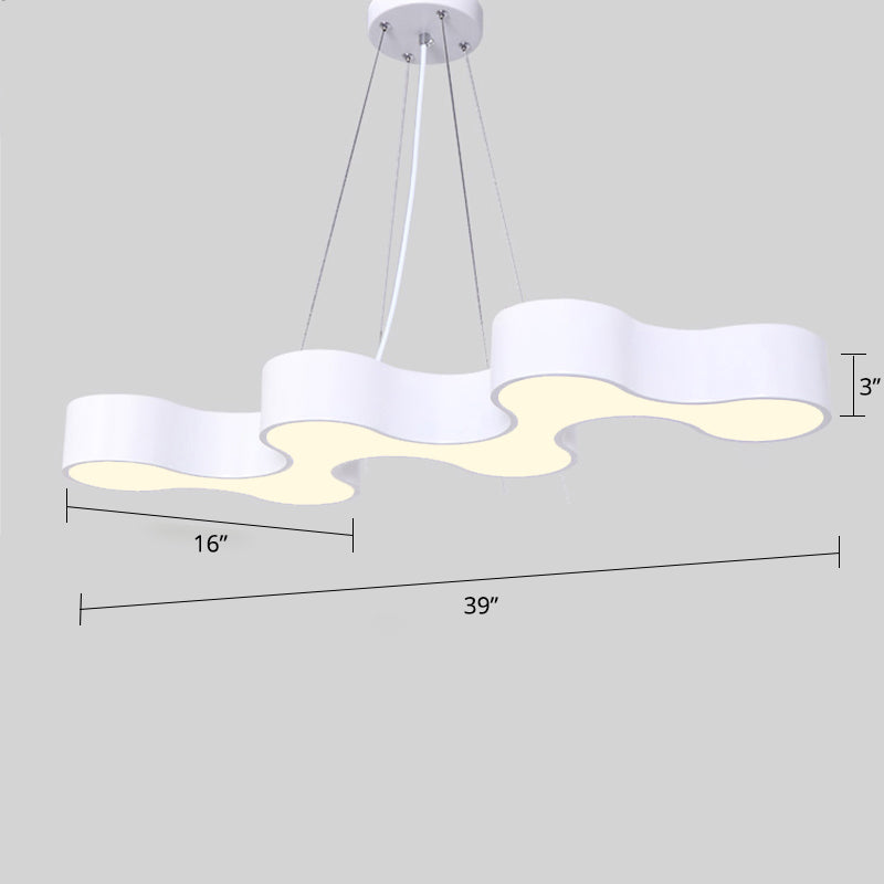 Meandering LED Ceiling Light Novelty Modern Metal Office Chandelier Light Fixture White Natural Clearhalo 'Ceiling Lights' 'Chandeliers' 'Modern Chandeliers' 'Modern' Lighting' 2373610