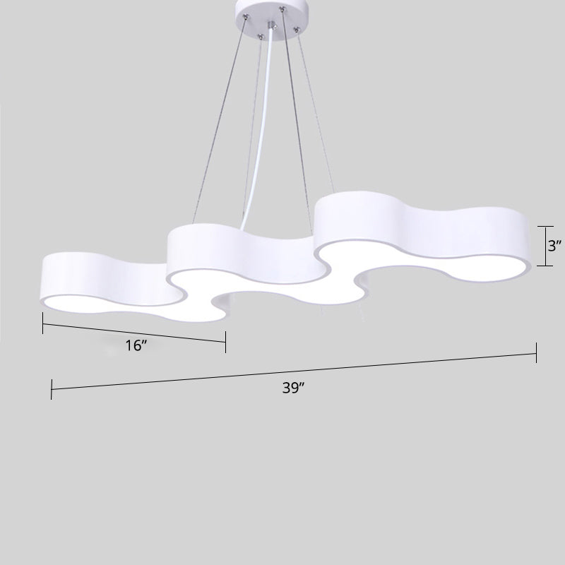 Meandering LED Ceiling Light Novelty Modern Metal Office Chandelier Light Fixture White White Clearhalo 'Ceiling Lights' 'Chandeliers' 'Modern Chandeliers' 'Modern' Lighting' 2373612