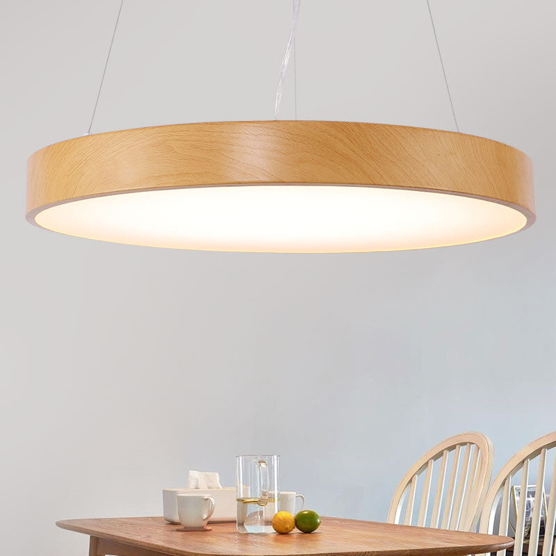 Metal Round LED Pendant Lamp Simple Style Light Wood Chandelier for Meeting Room Clearhalo 'Ceiling Lights' 'Chandeliers' 'Modern Chandeliers' 'Modern' Lighting' 2373613
