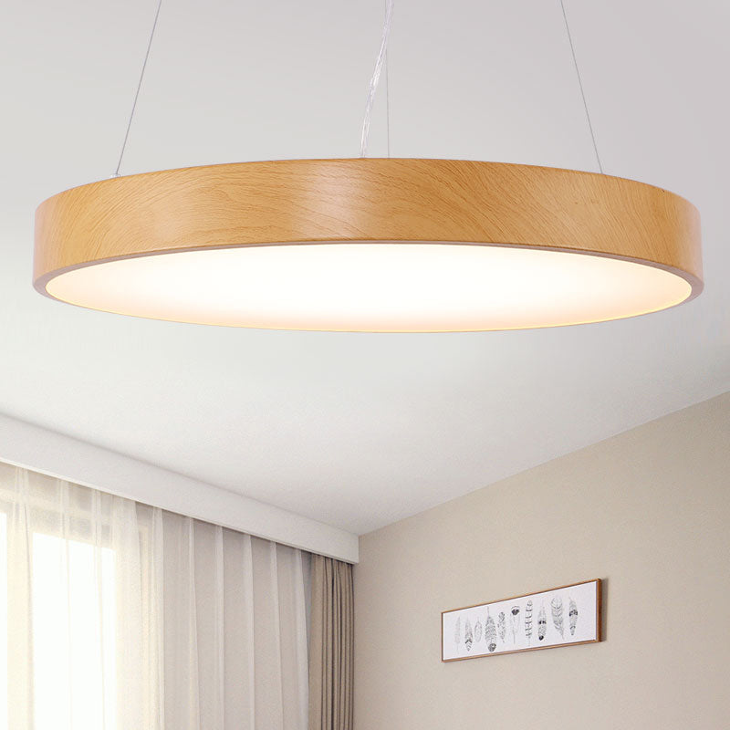 Metal Round LED Pendant Lamp Simple Style Light Wood Chandelier for Meeting Room Clearhalo 'Ceiling Lights' 'Chandeliers' 'Modern Chandeliers' 'Modern' Lighting' 2373616