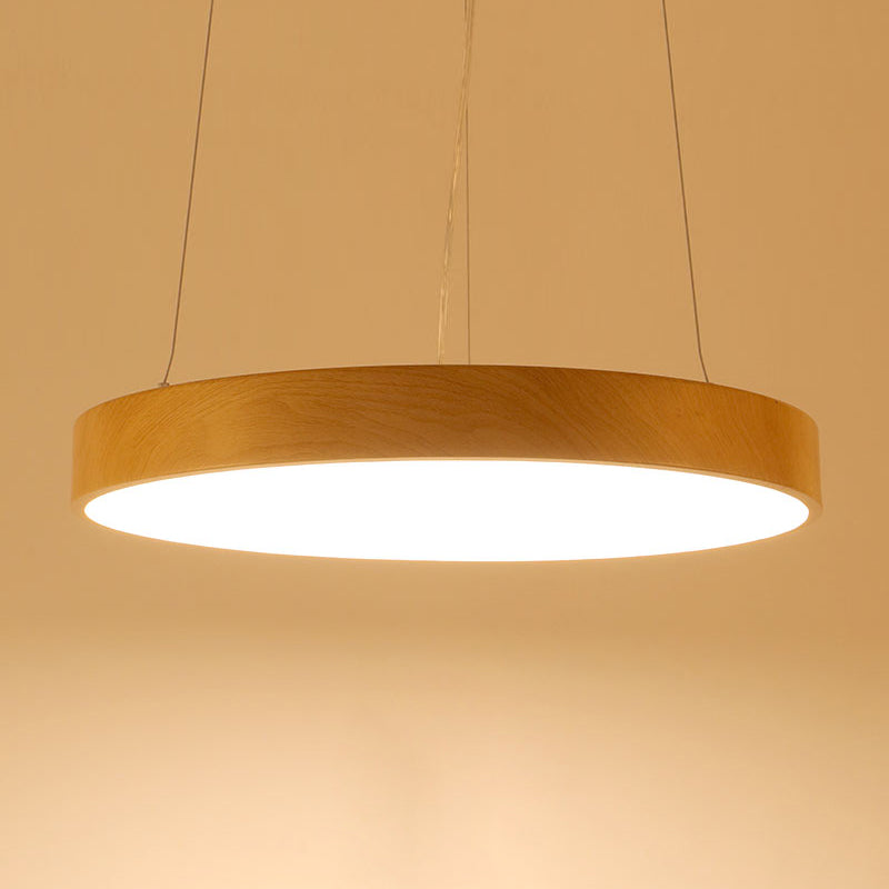 Metal Round LED Pendant Lamp Simple Style Light Wood Chandelier for Meeting Room Clearhalo 'Ceiling Lights' 'Chandeliers' 'Modern Chandeliers' 'Modern' Lighting' 2373621