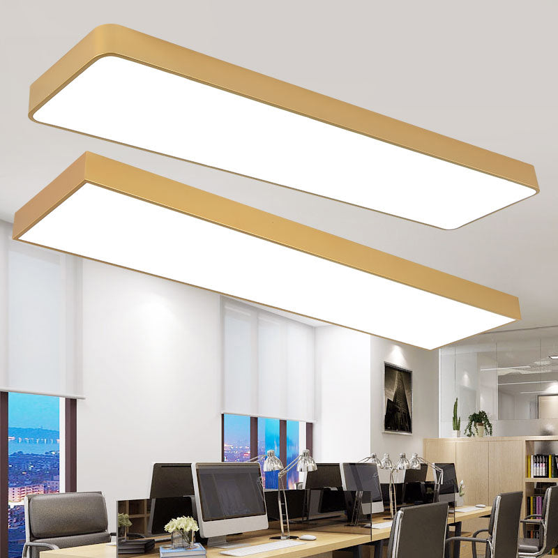 Metal Rectangle LED Ceiling Lighting Minimalist Light Wood Grain Flush Mount Light for Office - Clearhalo - 'Ceiling Lights' - 'Close To Ceiling Lights' - 'Close to ceiling' - 'Flush mount' - Lighting' - 2373642