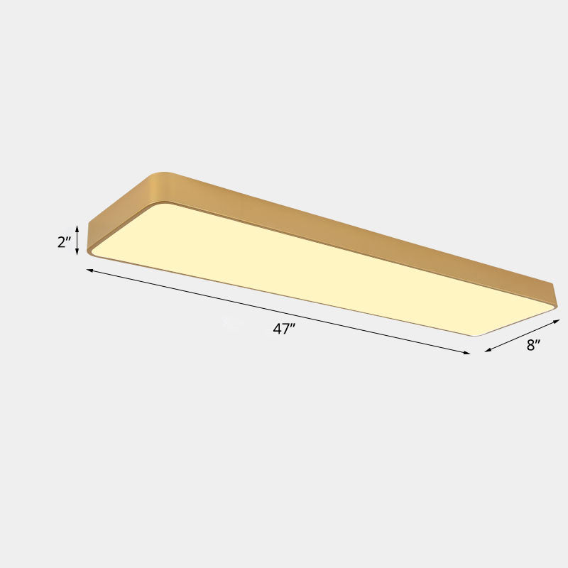 Metal Rectangle LED Ceiling Lighting Minimalist Light Wood Grain Flush Mount Light for Office - Light Wood - Warm - Clearhalo - 'Ceiling Lights' - 'Close To Ceiling Lights' - 'Close to ceiling' - 'Flush mount' - Lighting' - 2373644