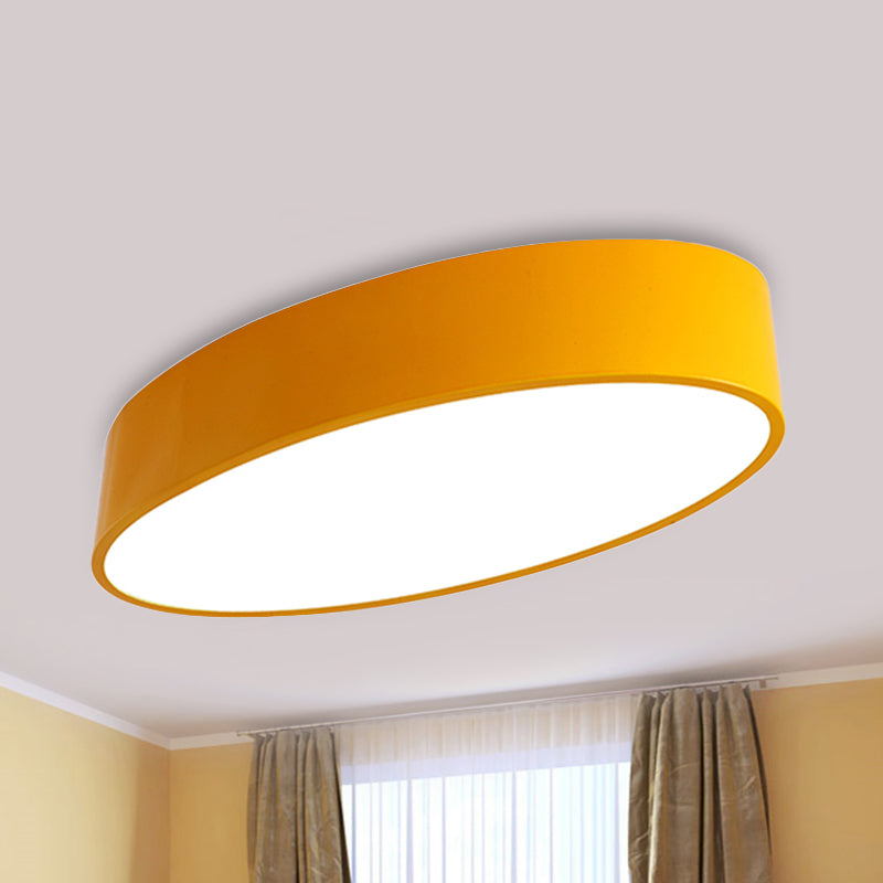 Acrylic Oval LED Flush Mount Light Modern Simple Style Ceiling Lamp for Kid Bedroom Yellow Clearhalo 'Ceiling Lights' 'Close To Ceiling Lights' 'Close to ceiling' 'Flush mount' Lighting' 237374