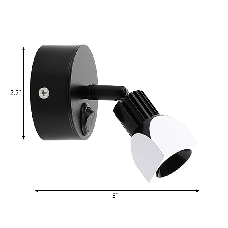 Aluminum Mini Spotlight Contemporary Style LED Black/White Wall Lamp with/without Switch in White/Warm Lighting Clearhalo 'Cast Iron' 'Glass' 'Industrial' 'Modern wall lights' 'Modern' 'Tiffany' 'Traditional wall lights' 'Wall Lamps & Sconces' 'Wall Lights' Lighting' 237399