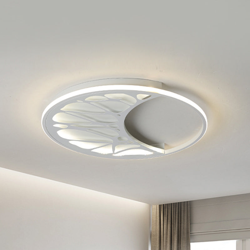 Modern White LED Ceiling Mount Light Round Metal Ceiling Lamp with Abstract Pattern for Bathroom White White Clearhalo 'Ceiling Lights' 'Close To Ceiling Lights' 'Close to ceiling' 'Flush mount' 'Industrial Flush Mount' Lighting' 237410