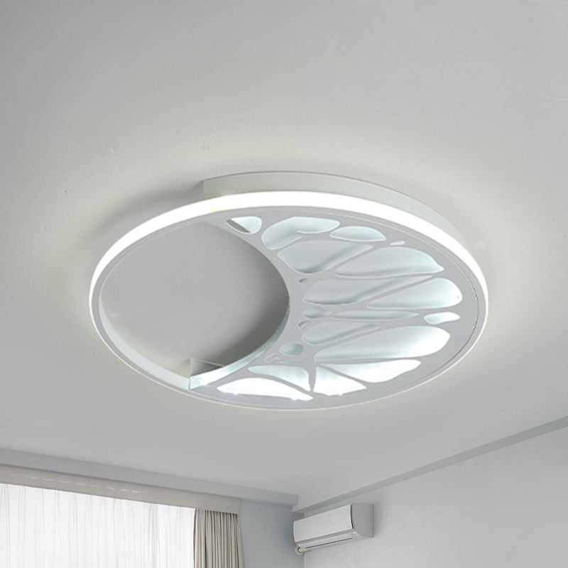 Modern White LED Ceiling Mount Light Round Metal Ceiling Lamp with Abstract Pattern for Bathroom Clearhalo 'Ceiling Lights' 'Close To Ceiling Lights' 'Close to ceiling' 'Flush mount' 'Industrial Flush Mount' Lighting' 237412