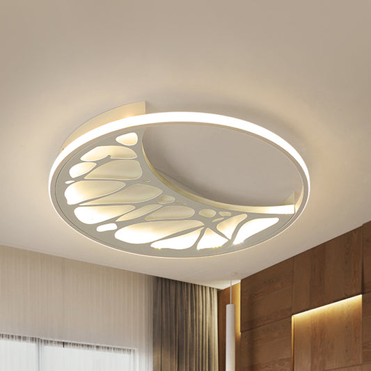 Modern White LED Ceiling Mount Light Round Metal Ceiling Lamp with Abstract Pattern for Bathroom White Warm Clearhalo 'Ceiling Lights' 'Close To Ceiling Lights' 'Close to ceiling' 'Flush mount' 'Industrial Flush Mount' Lighting' 237413