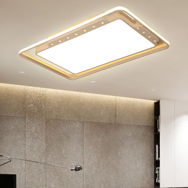 Black/White Rectangular Ceiling Light Fixture 16"/19.5"/32.5" Wide Simple Acrylic Living Room Flush Mount in Warm/White Light Clearhalo 'Ceiling Lights' 'Close To Ceiling Lights' 'Close to ceiling' 'Flush mount' Lighting' 237417