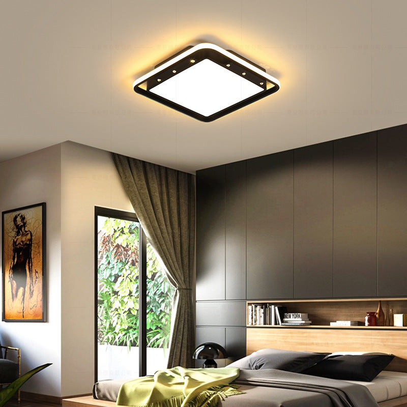Black/White Rectangular Ceiling Light Fixture 16"/19.5"/32.5" Wide Simple Acrylic Living Room Flush Mount in Warm/White Light Black Clearhalo 'Ceiling Lights' 'Close To Ceiling Lights' 'Close to ceiling' 'Flush mount' Lighting' 237418