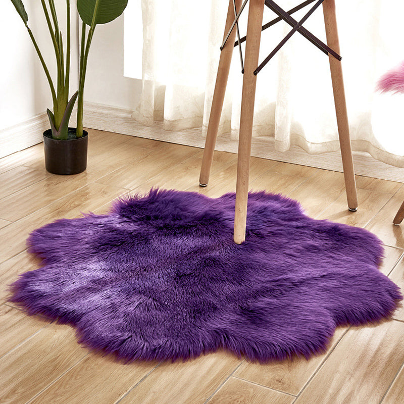 Novelty Shape Solid Color Rug Multicolored Simple Indoor Rug Acrylic Anti-Slip Backing Easy Care Area Carpet for Decoration Purple 2'11" x 2'11" Clearhalo 'Area Rug' 'Casual' 'Rugs' Rug' 2374253