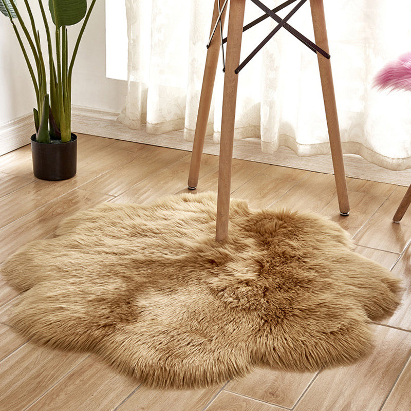 Novelty Shape Solid Color Rug Multicolored Simple Indoor Rug Acrylic Anti-Slip Backing Easy Care Area Carpet for Decoration Khaki 2'11" x 2'11" Clearhalo 'Area Rug' 'Casual' 'Rugs' Rug' 2374259