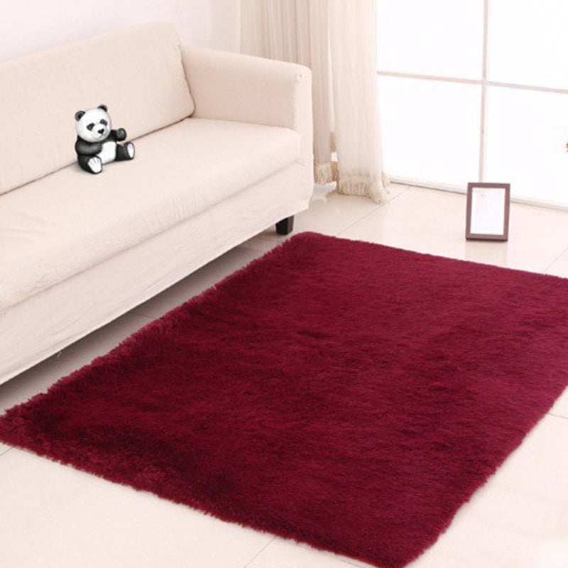 Formal Solidcolored Rug Multi-Color Fluffy Indoor Rug Anti-Slip Backing Stain-Resistant Easy Care Area Carpet for Living Room Burgundy Clearhalo 'Area Rug' 'Casual' 'Rugs' Rug' 2374290