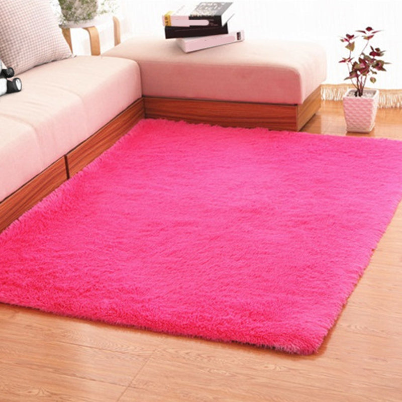 Formal Solidcolored Rug Multi-Color Fluffy Indoor Rug Anti-Slip Backing Stain-Resistant Easy Care Area Carpet for Living Room Rose Red Clearhalo 'Area Rug' 'Casual' 'Rugs' Rug' 2374294