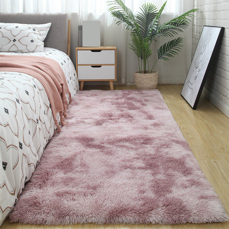 Simple Solid Color Rug Multi Colored Polyster Area Carpet Anti-Slip Backing Machine Washable Area Rug for Bedroom Pink Clearhalo 'Area Rug' 'Casual' 'Rugs' Rug' 2374331