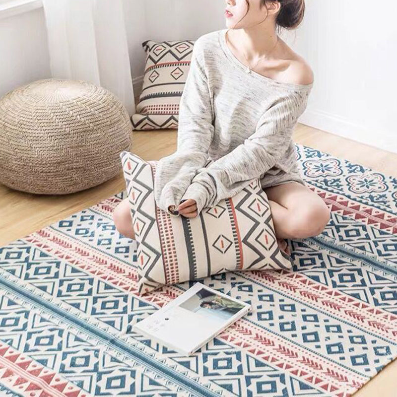 Southwestern Bedroom Rug Multicolored Tribal Printed Area Carpet Jute Pet Friendly Stain-Resistant Indoor Rug Blue Clearhalo 'Area Rug' 'Rugs' 'Southwestern' Rug' 2374395