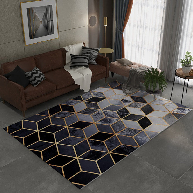 Multi Color Geometric Print Rug Synthetics Nordic Indoor Rug Easy Care Pet Friendly Area Carpet for Living Room Black Clearhalo 'Area Rug' 'Modern' 'Rugs' Rug' 2374596