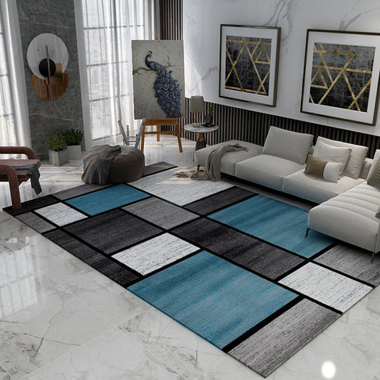 Multi Color Geometric Print Rug Synthetics Nordic Indoor Rug Easy Care Pet Friendly Area Carpet for Living Room Lake Blue Clearhalo 'Area Rug' 'Modern' 'Rugs' Rug' 2374597