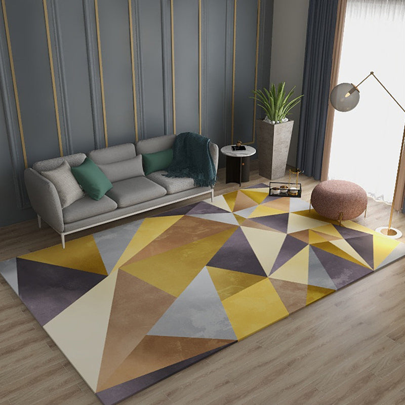 Multi Color Geometric Print Rug Synthetics Nordic Indoor Rug Easy Care Pet Friendly Area Carpet for Living Room Yellow Clearhalo 'Area Rug' 'Modern' 'Rugs' Rug' 2374598
