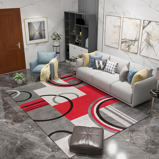 Multi Color Geometric Print Rug Synthetics Nordic Indoor Rug Easy Care Pet Friendly Area Carpet for Living Room Red Clearhalo 'Area Rug' 'Modern' 'Rugs' Rug' 2374599