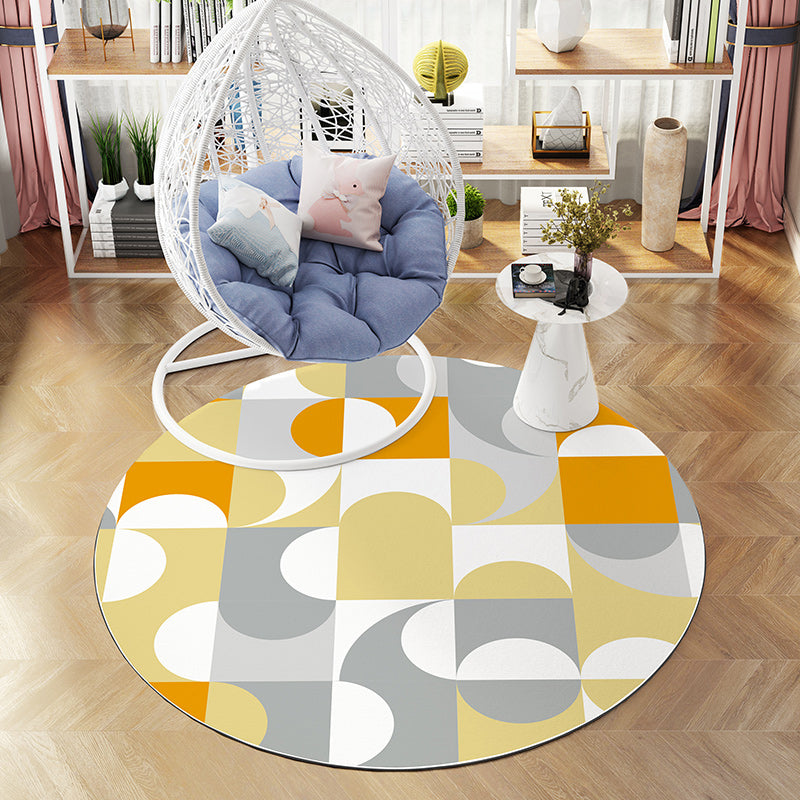 Calming Decoration Rug Multi Color Geometric Print Indoor Rug PVC Anti-Slip Backing Easy Care Area Carpet Yellow Clearhalo 'Area Rug' 'Modern' 'Rugs' Rug' 2374607