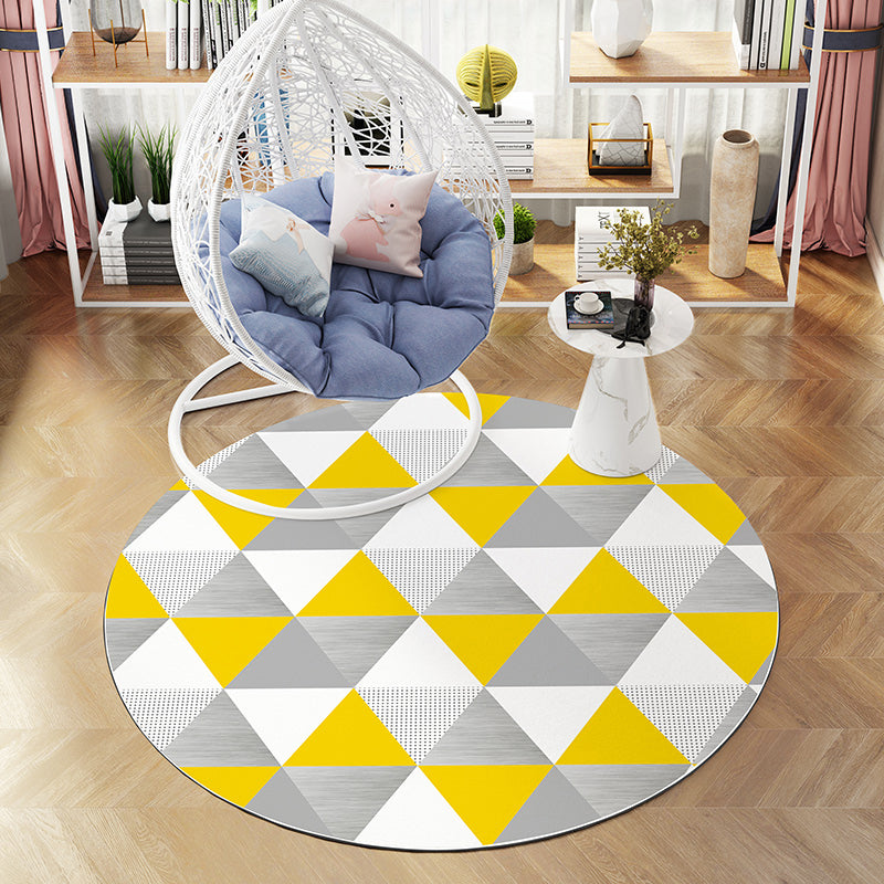 Calming Decoration Rug Multi Color Geometric Print Indoor Rug PVC Anti-Slip Backing Easy Care Area Carpet Gray-Yellow Clearhalo 'Area Rug' 'Modern' 'Rugs' Rug' 2374608