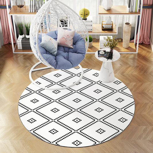Calming Decoration Rug Multi Color Geometric Print Indoor Rug PVC Anti-Slip Backing Easy Care Area Carpet Black-White Clearhalo 'Area Rug' 'Modern' 'Rugs' Rug' 2374612