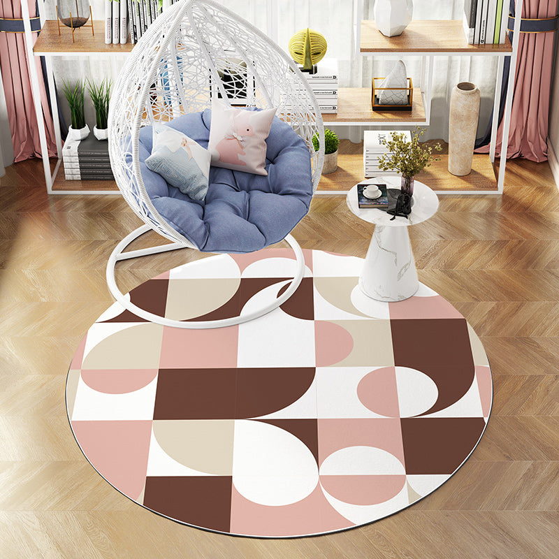 Calming Decoration Rug Multi Color Geometric Print Indoor Rug PVC Anti-Slip Backing Easy Care Area Carpet Pink Clearhalo 'Area Rug' 'Modern' 'Rugs' Rug' 2374614