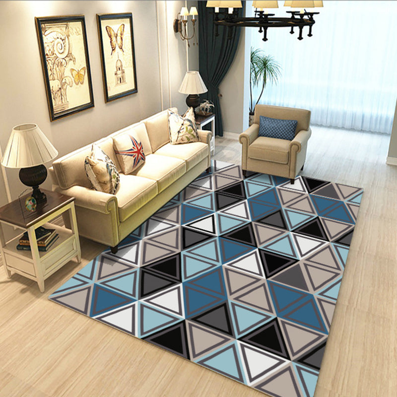 Calming Geometric Print Rug Multi Colored Polyster Area Carpet Non-Slip Backing Pet Friendly Washable Rug for Parlor Blue Clearhalo 'Area Rug' 'Modern' 'Rugs' Rug' 2374621