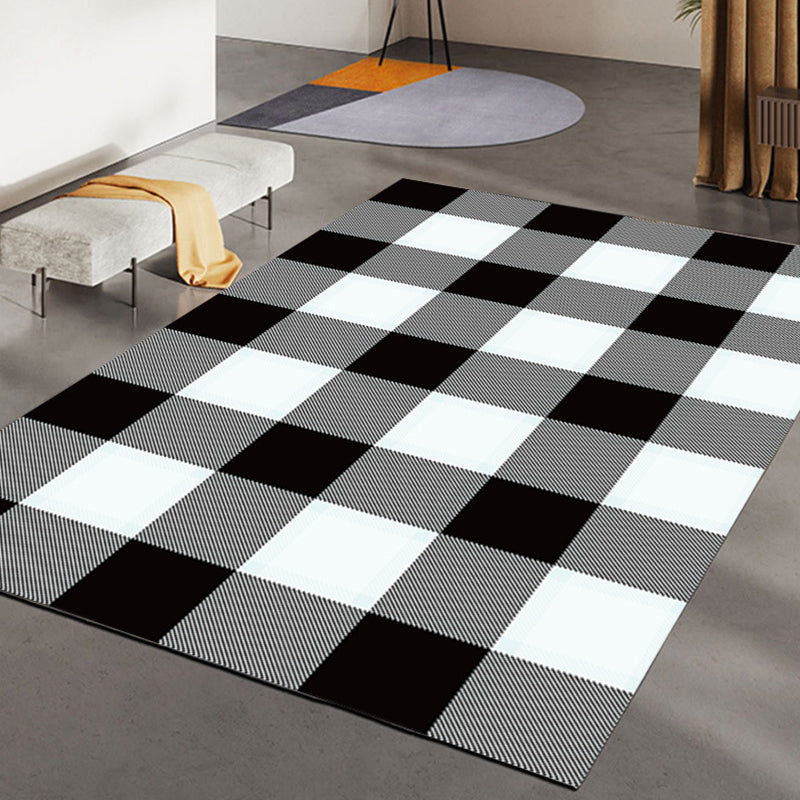 Relaxing Decoration Rug Multi-Color Plaid Printed Indoor Rug Polypropylene Pet Friendly Easy Care Area Carpet Black-White Clearhalo 'Area Rug' 'Modern' 'Rugs' Rug' 2374628