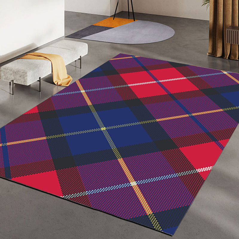 Relaxing Decoration Rug Multi-Color Plaid Printed Indoor Rug Polypropylene Pet Friendly Easy Care Area Carpet Purple Clearhalo 'Area Rug' 'Modern' 'Rugs' Rug' 2374629