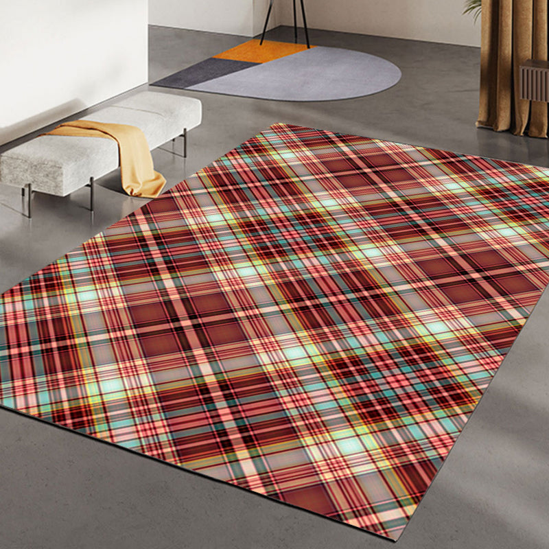 Relaxing Decoration Rug Multi-Color Plaid Printed Indoor Rug Polypropylene Pet Friendly Easy Care Area Carpet Dark Red Clearhalo 'Area Rug' 'Modern' 'Rugs' Rug' 2374630