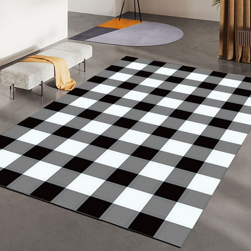 Relaxing Decoration Rug Multi-Color Plaid Printed Indoor Rug Polypropylene Pet Friendly Easy Care Area Carpet Black Gray-White Clearhalo 'Area Rug' 'Modern' 'Rugs' Rug' 2374634