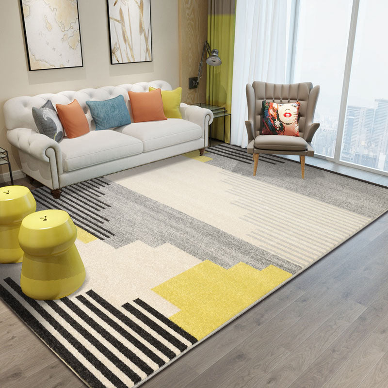 Multi Color Simple Rug Polypropylene Geometric Print Indoor Rug Anti-Slip Backing Pet Friendly Area Carpet for Living Room Beige 5'3" x 7'7" Clearhalo 'Area Rug' 'Modern' 'Rugs' Rug' 2374645