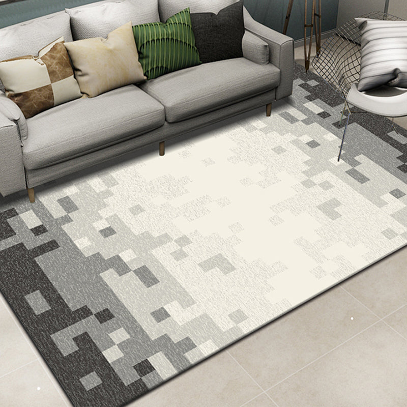 Multi Color Simple Rug Polypropylene Geometric Print Indoor Rug Anti-Slip Backing Pet Friendly Area Carpet for Living Room Gray-White 6'7" x 9'2" Clearhalo 'Area Rug' 'Modern' 'Rugs' Rug' 2374660