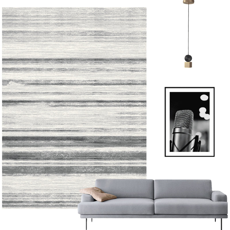 Basic Living Room Rug Multi Color Stripe Print Indoor Rug Polypropylene Anti-Slip Backing Easy Care Area Carpet Light Gray Clearhalo 'Area Rug' 'Modern' 'Rugs' Rug' 2374662