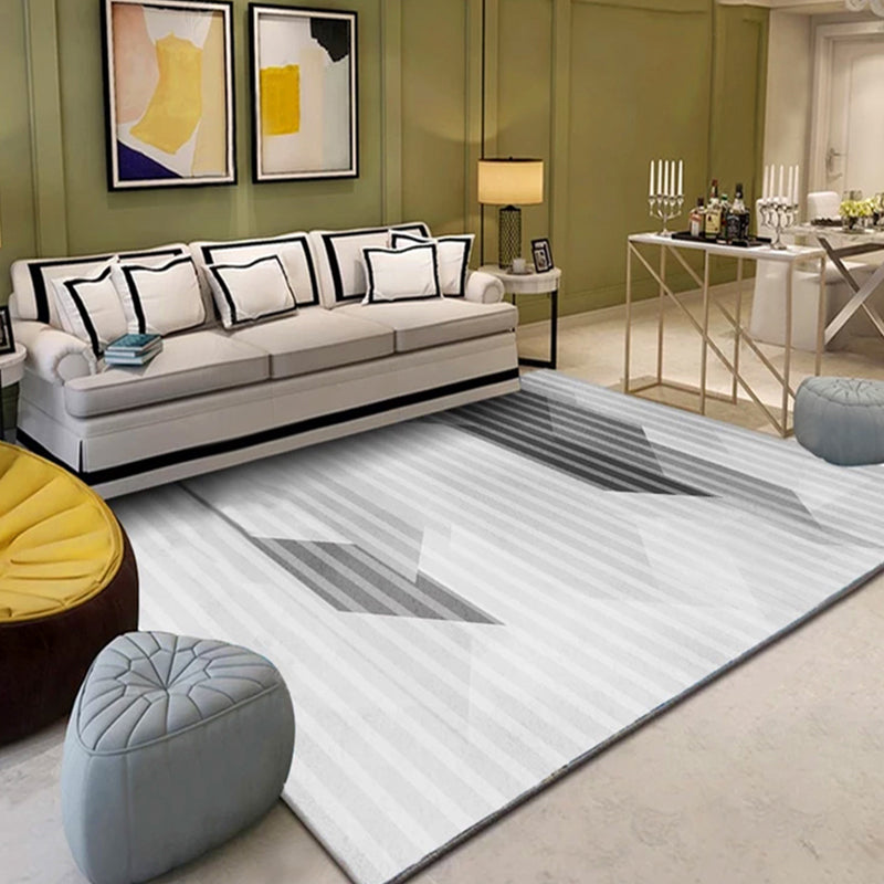 Modern Geometric Print Rug Multi Colored Synthetics Indoor Rug Pet Friendly Stain-Resistant Area Carpet for Bedroom Gray-White Clearhalo 'Area Rug' 'Modern' 'Rugs' Rug' 2374680