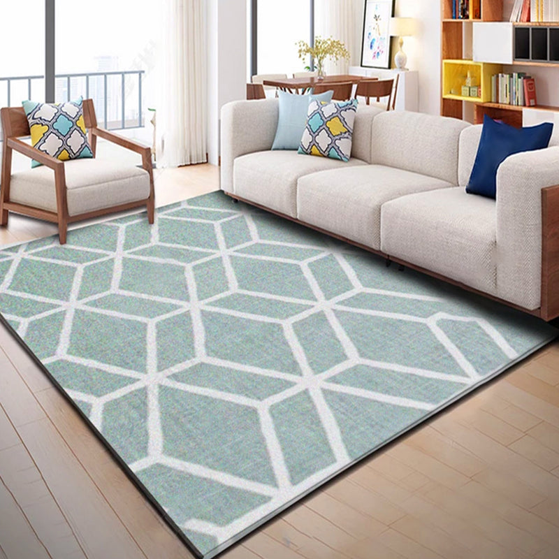 Modern Geometric Print Rug Multi Colored Synthetics Indoor Rug Pet Friendly Stain-Resistant Area Carpet for Bedroom Light Blue Clearhalo 'Area Rug' 'Modern' 'Rugs' Rug' 2374683