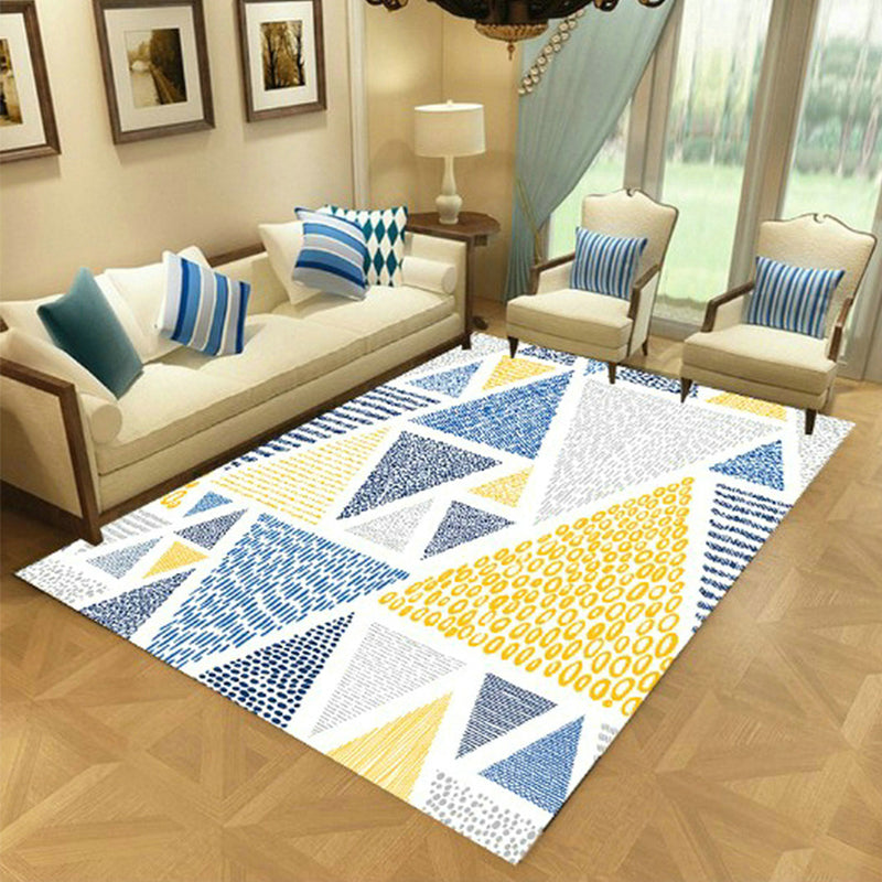 Nordic Living Room Rug Multi-Color Geometric Indoor Rug Synthetics Anti-Slip Backing Machine Washable Area Carpet Yellow-Blue Clearhalo 'Area Rug' 'Modern' 'Rugs' Rug' 2374698