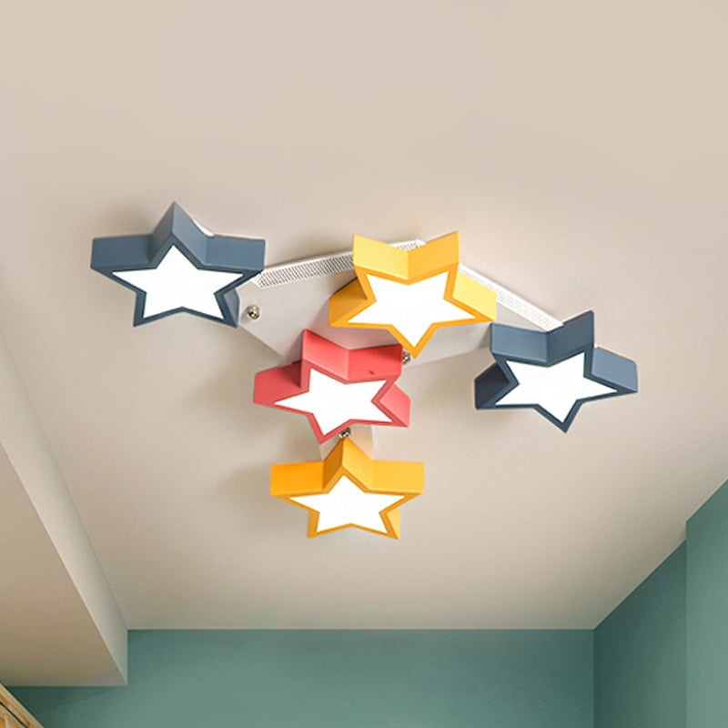 Acrylic Starry Flush Ceiling Light Kid Bedroom Nordic Stylish Colorful LED Ceiling Lamp Grey-Pink-Yellow Clearhalo 'Ceiling Lights' 'Close To Ceiling Lights' 'Close to ceiling' 'Flush mount' Lighting' 237470
