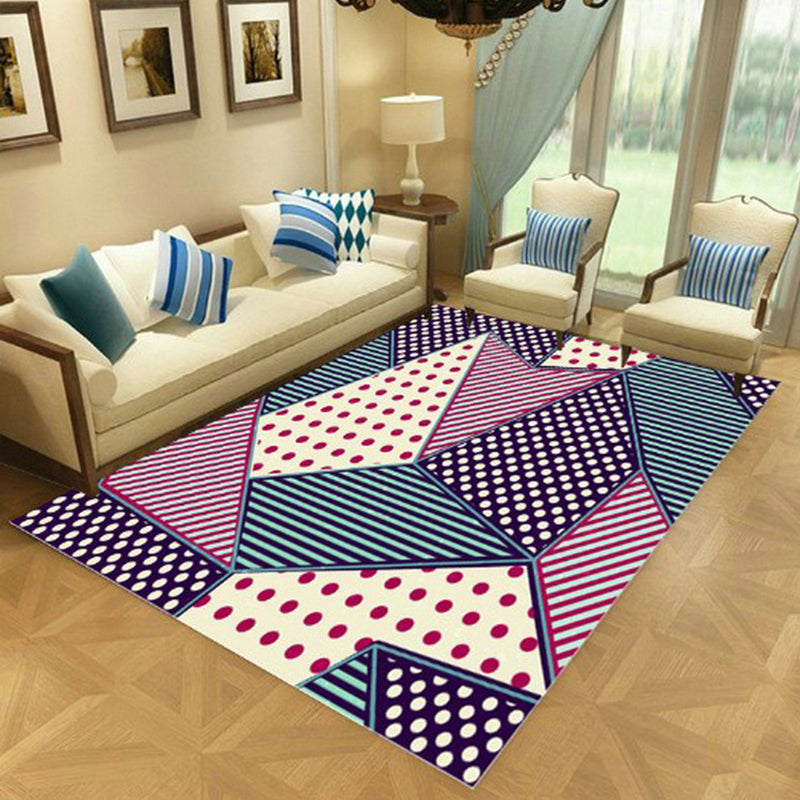 Nordic Living Room Rug Multi-Color Geometric Indoor Rug Synthetics Anti-Slip Backing Machine Washable Area Carpet Purple Clearhalo 'Area Rug' 'Modern' 'Rugs' Rug' 2374700
