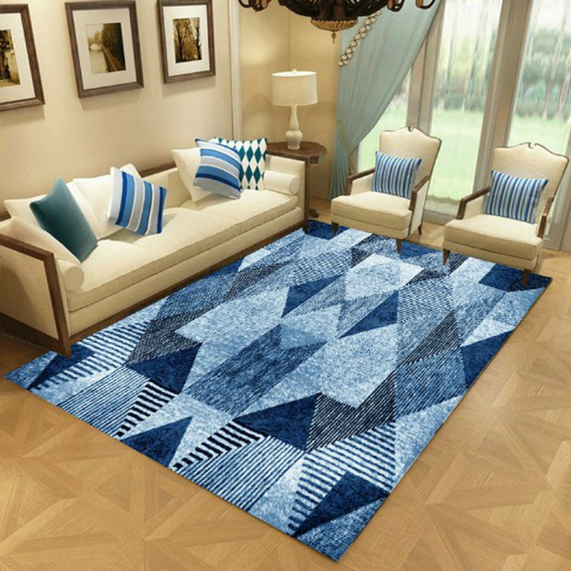 Nordic Living Room Rug Multi-Color Geometric Indoor Rug Synthetics Anti-Slip Backing Machine Washable Area Carpet Blue Clearhalo 'Area Rug' 'Modern' 'Rugs' Rug' 2374701