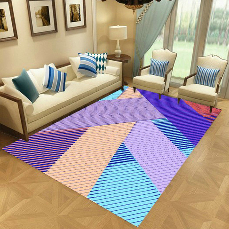 Nordic Living Room Rug Multi-Color Geometric Indoor Rug Synthetics Anti-Slip Backing Machine Washable Area Carpet Light Purple Clearhalo 'Area Rug' 'Modern' 'Rugs' Rug' 2374702