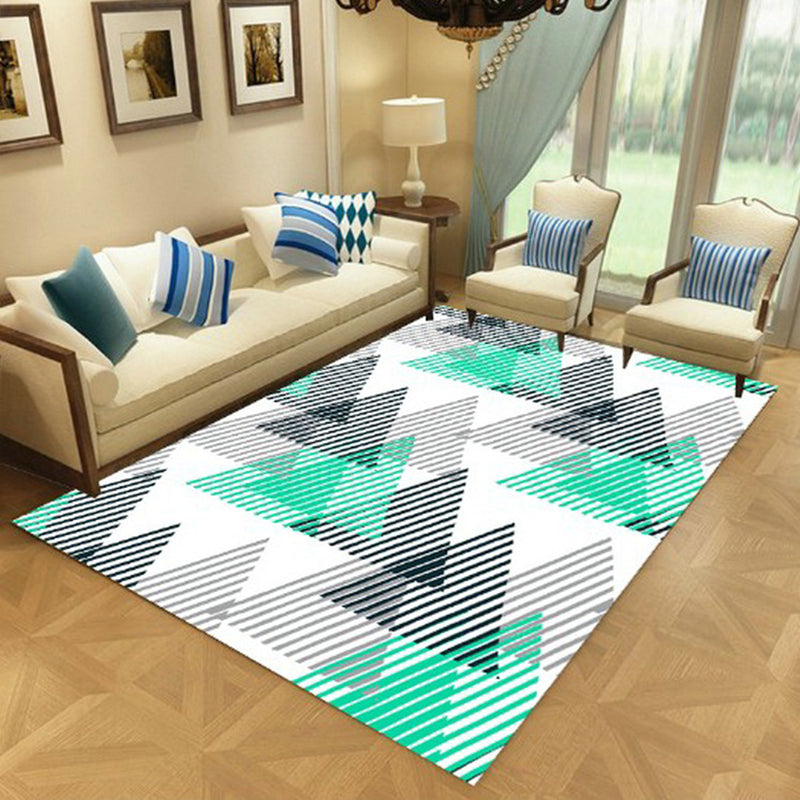 Nordic Living Room Rug Multi-Color Geometric Indoor Rug Synthetics Anti-Slip Backing Machine Washable Area Carpet Green Clearhalo 'Area Rug' 'Modern' 'Rugs' Rug' 2374703