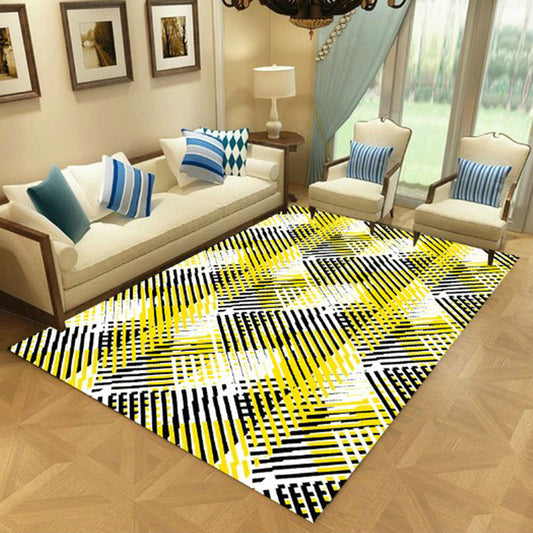 Nordic Living Room Rug Multi-Color Geometric Indoor Rug Synthetics Anti-Slip Backing Machine Washable Area Carpet Yellow Clearhalo 'Area Rug' 'Modern' 'Rugs' Rug' 2374705
