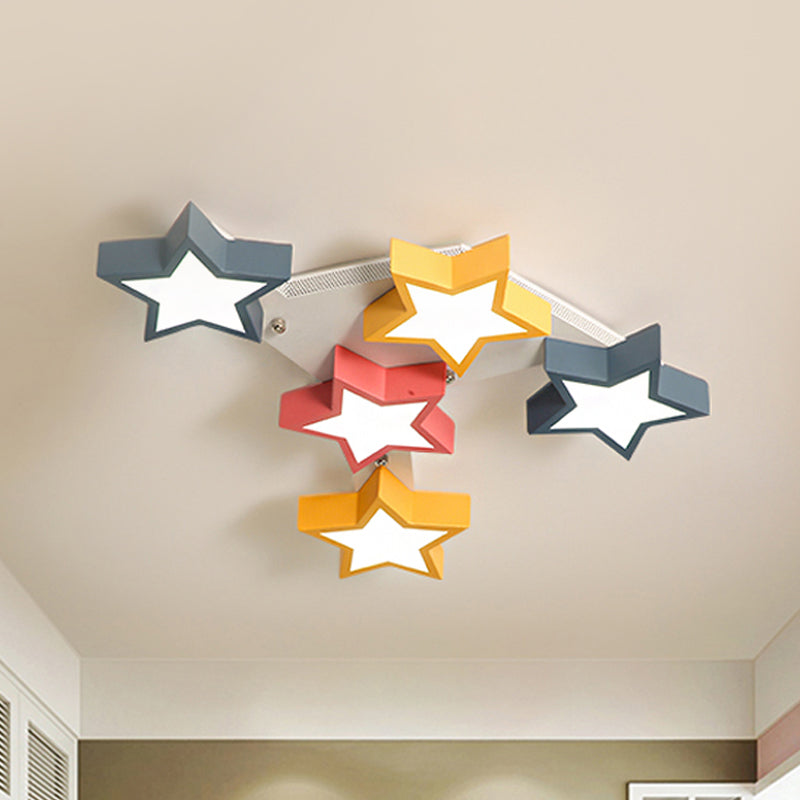 Acrylic Starry Flush Ceiling Light Kid Bedroom Nordic Stylish Colorful LED Ceiling Lamp Clearhalo 'Ceiling Lights' 'Close To Ceiling Lights' 'Close to ceiling' 'Flush mount' Lighting' 237471