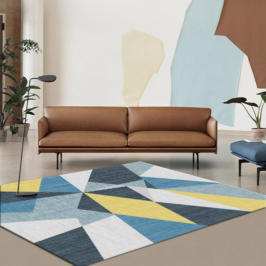 Multi-Color Relaxing Rug Synthetics Geometric Print Area Carpet Non-Slip Backing Washable Indoor Rug for Decoration Blue-Yellow Clearhalo 'Area Rug' 'Modern' 'Rugs' Rug' 2374710