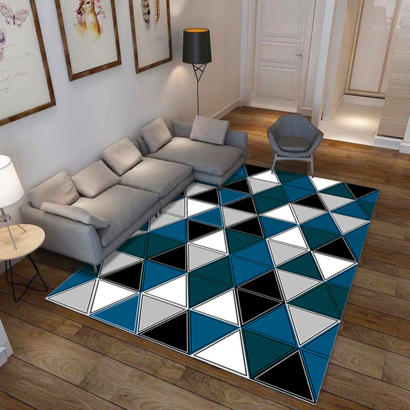 Nordic Geo Print Rug Multi Colored Polypropylene Area Carpet Anti-Slip Backing Pet Friendly Indoor Rug for Living Room Dark Blue Clearhalo 'Area Rug' 'Modern' 'Rugs' Rug' 2374745