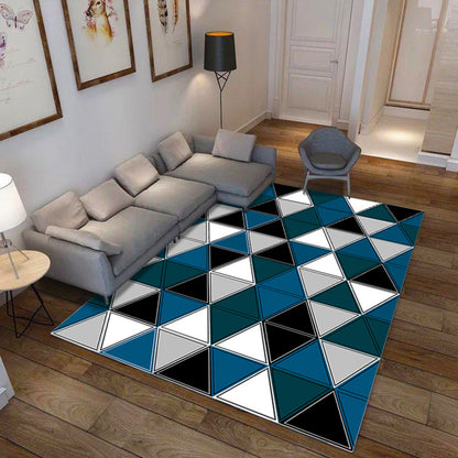 Nordic Geo Print Rug Multi Colored Polypropylene Area Carpet Anti-Slip Backing Pet Friendly Indoor Rug for Living Room Dark Blue Clearhalo 'Area Rug' 'Modern' 'Rugs' Rug' 2374745